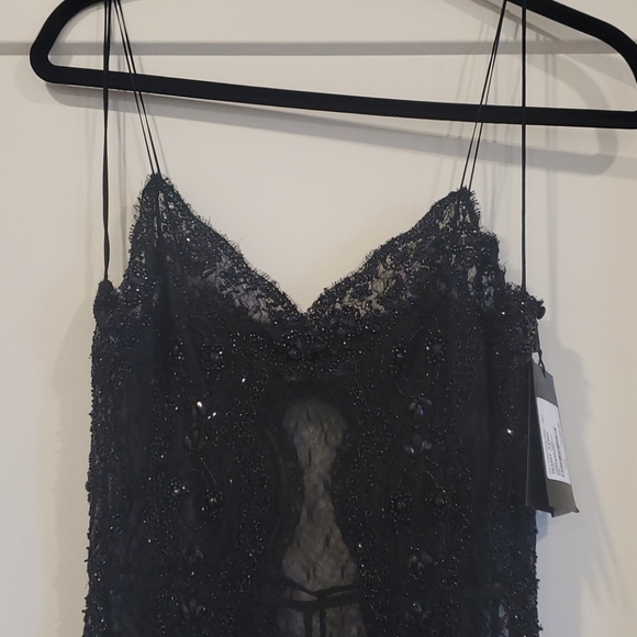 Saint Laurent Pants - SLP Embellished Tulle Paneled Lace Jumpsuit